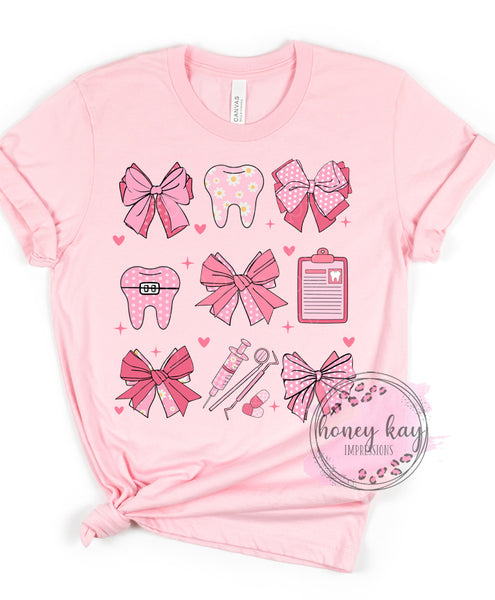 DTF Pink Bows Dental Collage