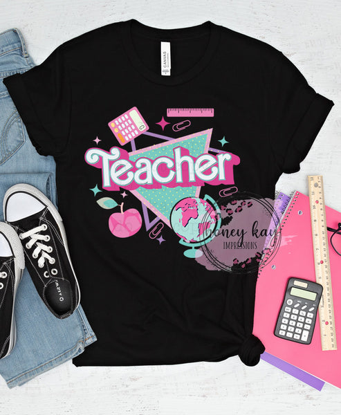 DTF Pink Teacher 90s Vibe