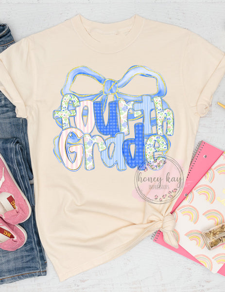DTF Coquette Blue Bow Grade Levels