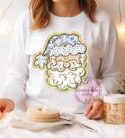 DTF Blue Patterned Santa