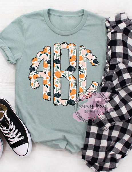 Print to Order- DTF Boho Pumpkin Monogram