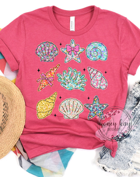 DTF Bright Floral Seashells