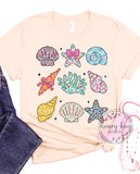 DTF Bright Floral Seashells