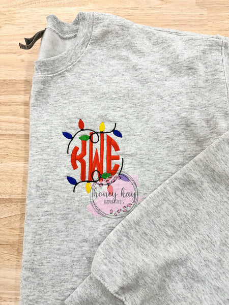 Made to Order Bright Christmas Lights Monogram Sweatshirt