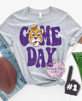 DTF Game Day Retro Purple Gold Tigers