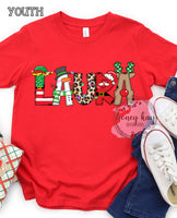 Print to Order DTF Holiday Name Leopard Print Youth