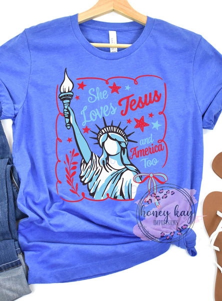 DTF Liberty Loves Jesus & America
