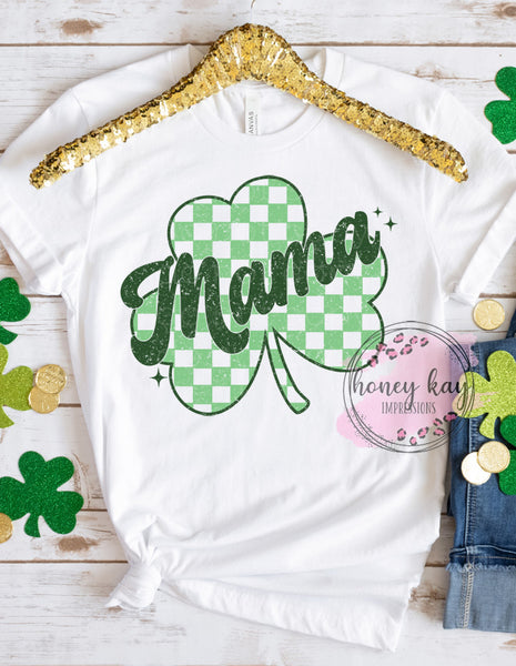 DTF Mama Checkered Clover