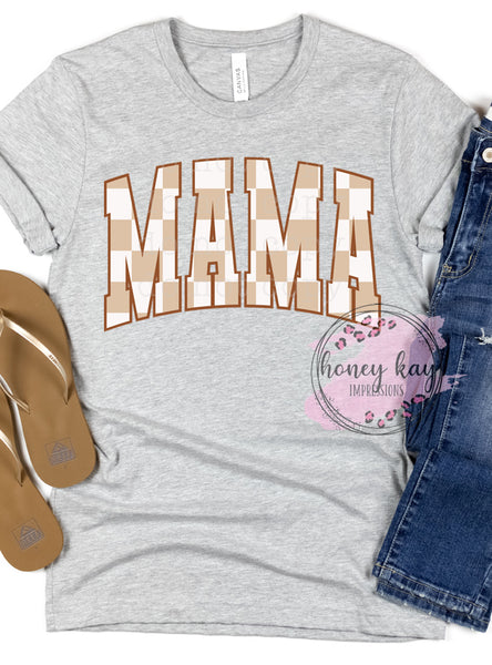 DTF Mama Checkered Varsity Brown