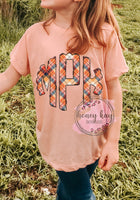 Print to Order- DTF Orange Plaid Monogram YOUTH