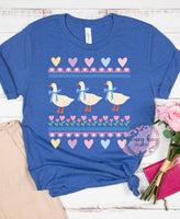 DTF Pastel Hearts Flowers Geese