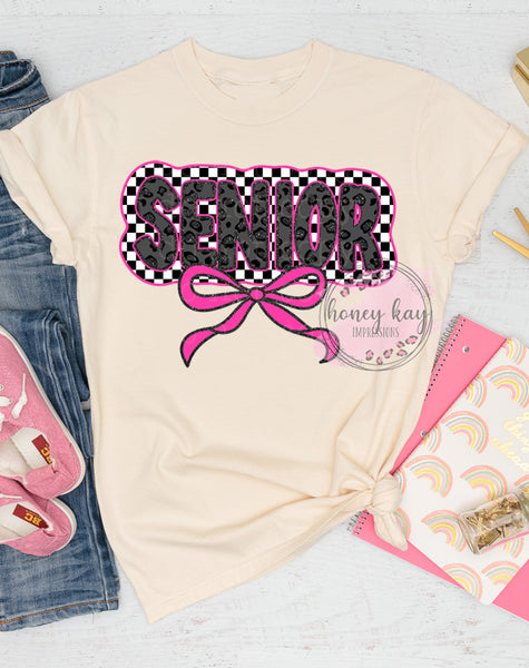 DTF Pink & Black Leopard Senior