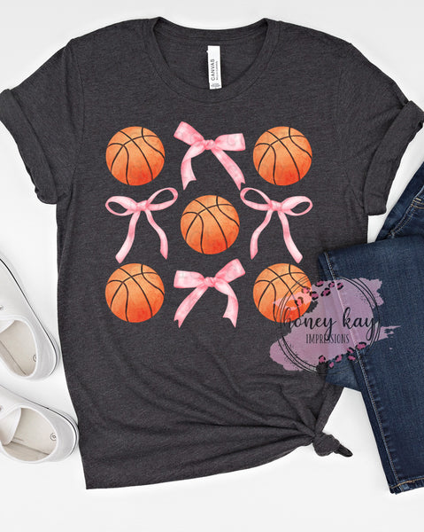 DTF Pink Bows & Basketball