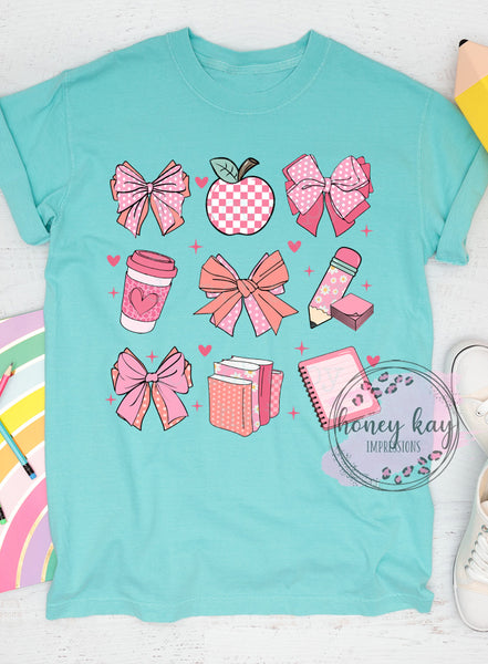 DTF Pink Bows Teacher Collage