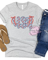 DTF Red & Blue Floral USA