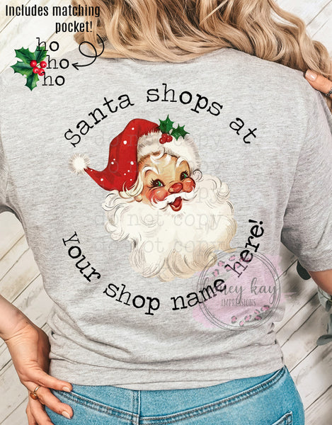 Print to Order DTF Santa Shops at {Your Business} Red