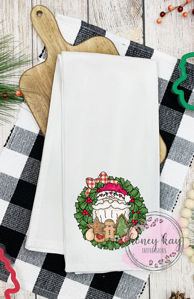 DTF Santa Wreath Towel Design