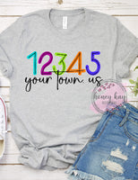 Print to Order- DTF Scribble Bright Zip Code & City