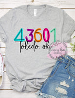 Print to Order- DTF Scribble Bright Zip Code & City