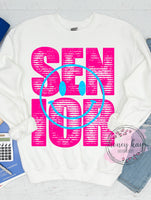DTF Senior Distressed Happy Hot Pink