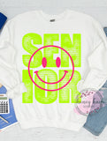 DTF Senior Distressed Happy Bright Lime