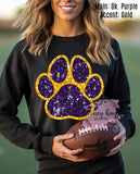 Print to Order DTF Faux Sequin Look Paw Print