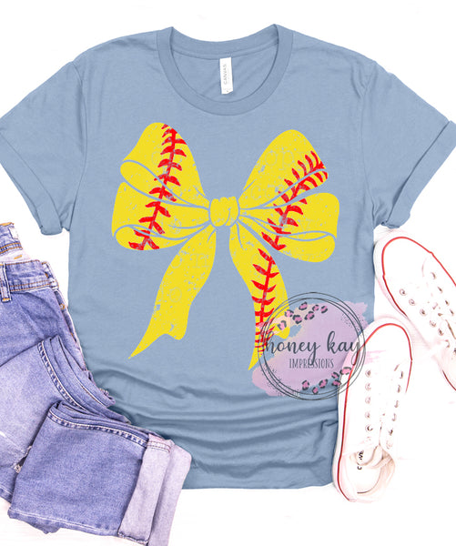 DTF Softball Bow Distressed