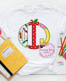 Print to Order DTF Teacher Trio Scallop Monogram
