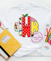 Print to Order DTF Teacher Trio Scallop Monogram