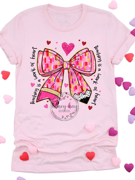 DTF Valentine Teacher Pencil Bow