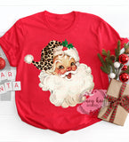 DTF Transfer Vintage Leopard Santa Claus