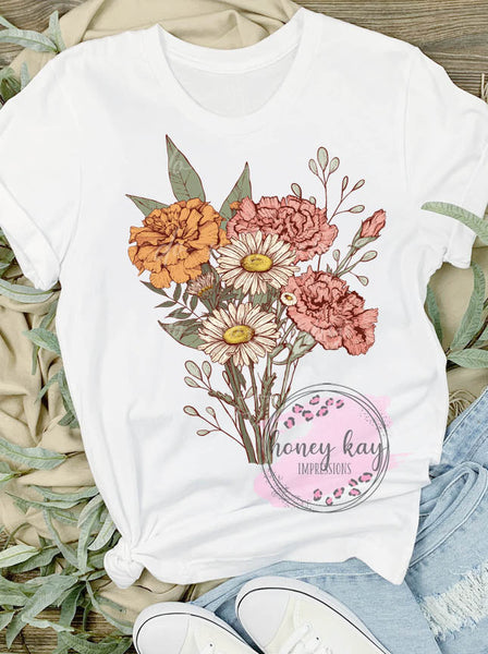 Print to Order- DTF Custom Birth Flower Bouquet