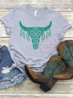 Feather Mandala Longhorn Skull