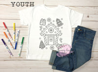 Gingerbread House Coloring Shirt Youth