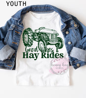 Good Vibes Hay Rides Tractor Dk. Green Youth