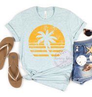 Palm Tree Sunset Distressed