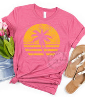Palm Tree Sunset Distressed