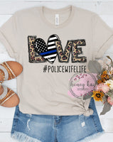 DTF Police Wife Heart Leopard