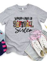 DTF Loud Proud Softball Sister Youth